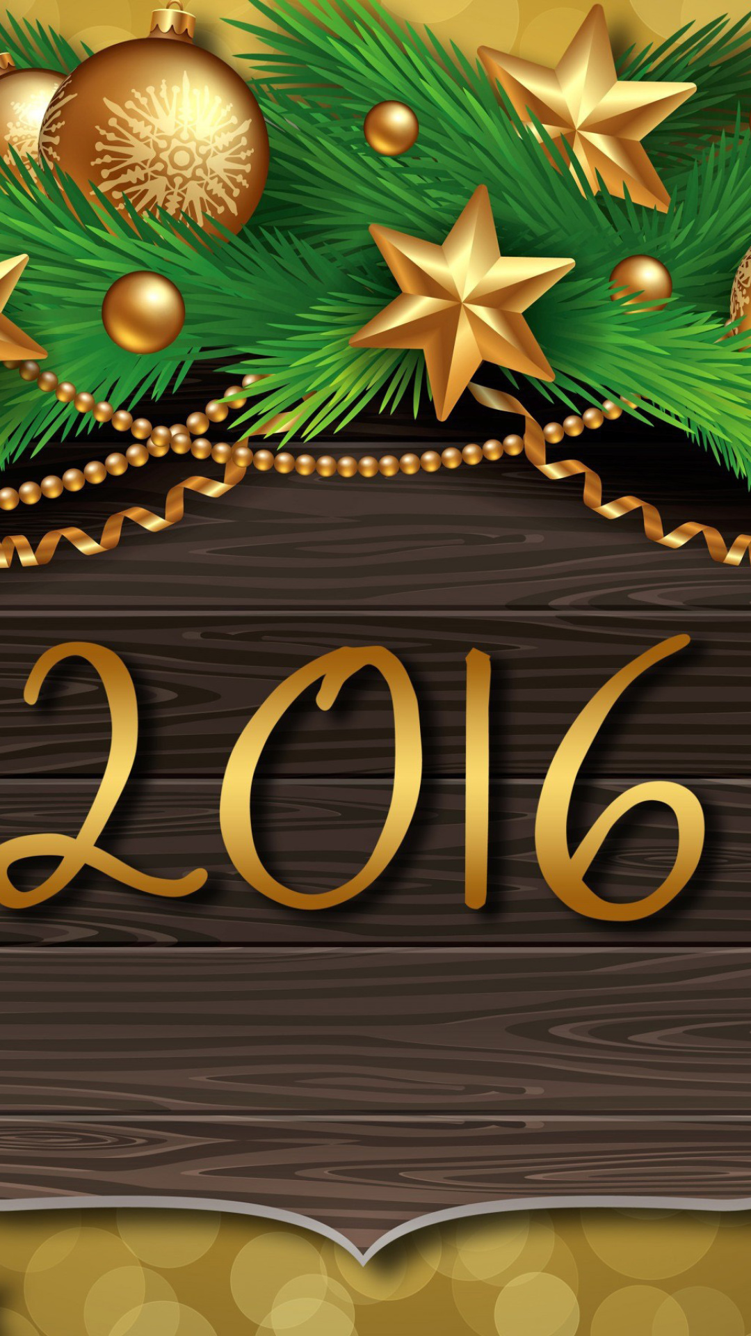 Das Happy New Year 2016 Golden Style Wallpaper 1080x1920