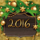 Das Happy New Year 2016 Golden Style Wallpaper 128x128