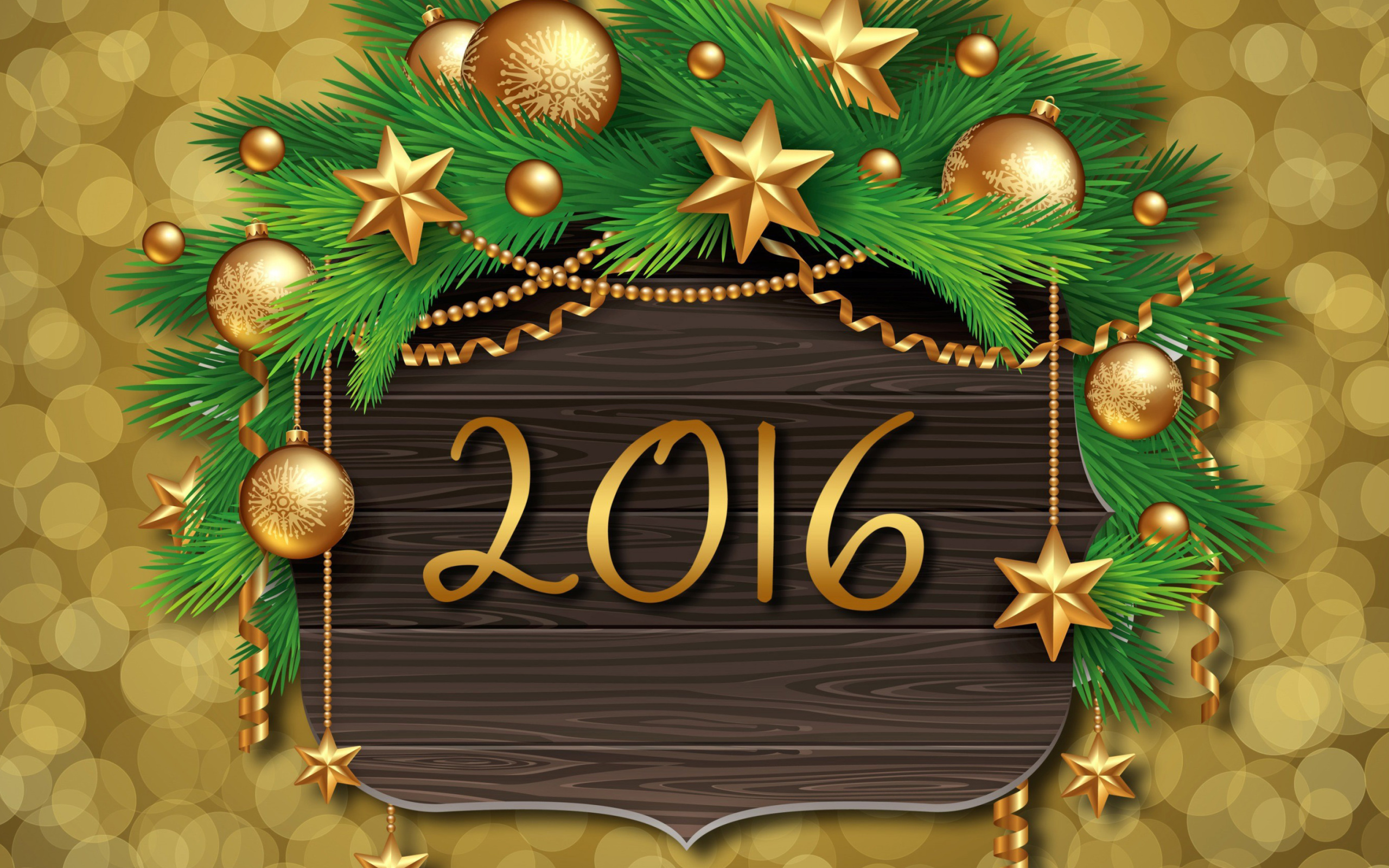 Fondo de pantalla Happy New Year 2016 Golden Style 2560x1600