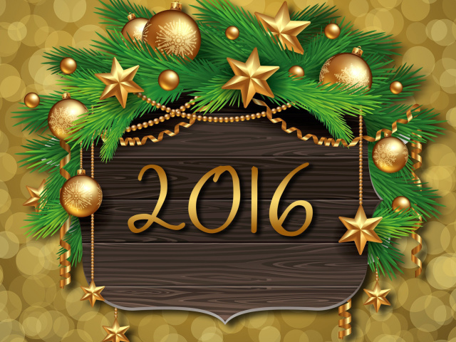 Fondo de pantalla Happy New Year 2016 Golden Style 640x480