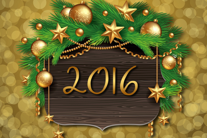Fondo de pantalla Happy New Year 2016 Golden Style