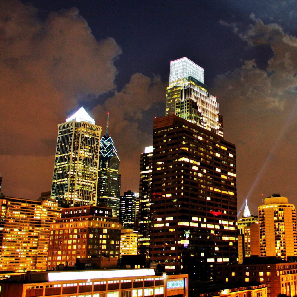 Das Philadelphia Night Skyline in USA Wallpaper 1024x1024