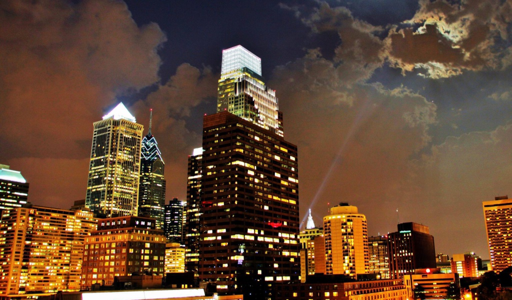 Fondo de pantalla Philadelphia Night Skyline in USA 1024x600