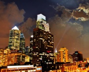 Philadelphia Night Skyline in USA wallpaper 176x144
