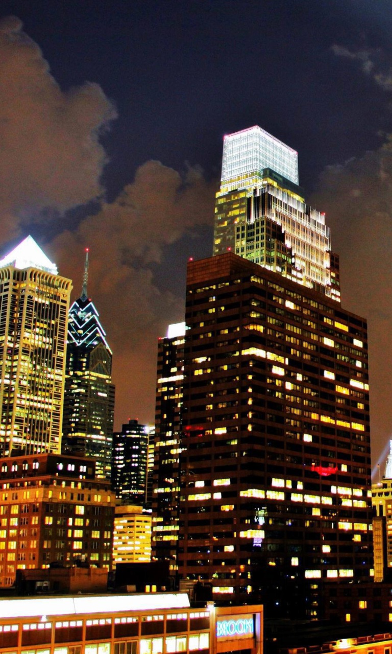 Sfondi Philadelphia Night Skyline in USA 768x1280