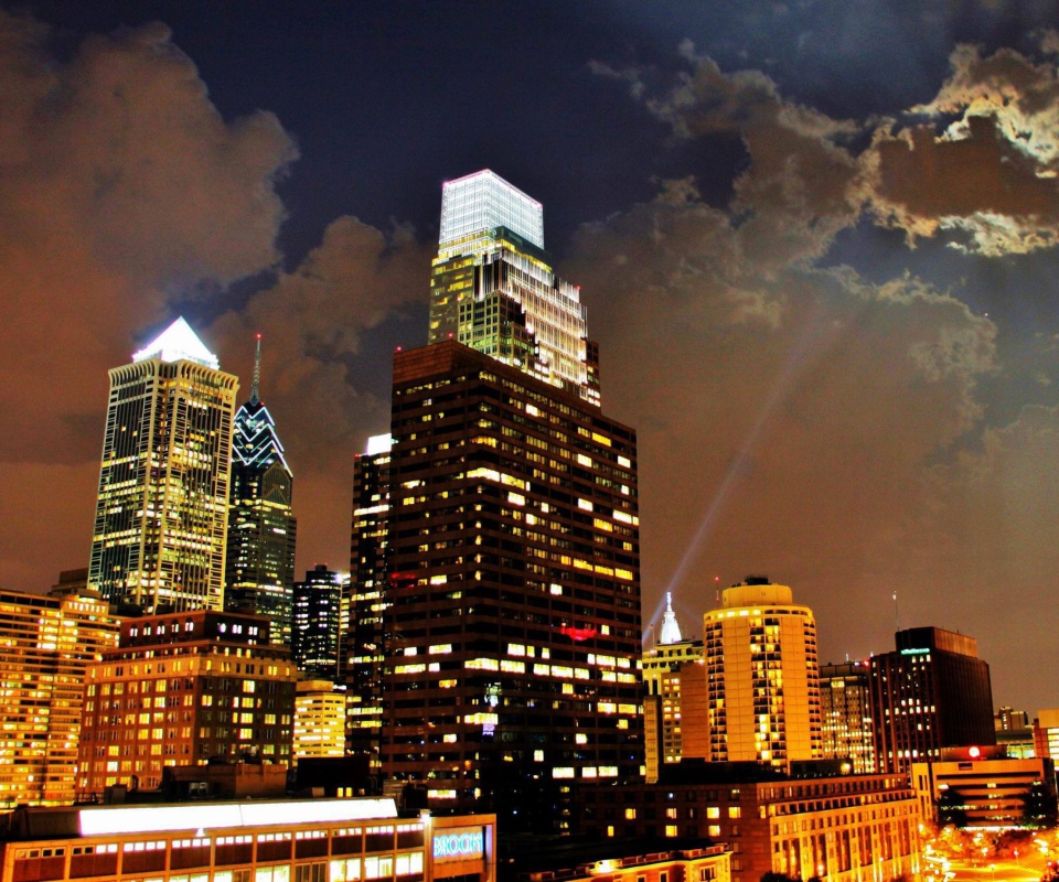 Fondo de pantalla Philadelphia Night Skyline in USA 960x800