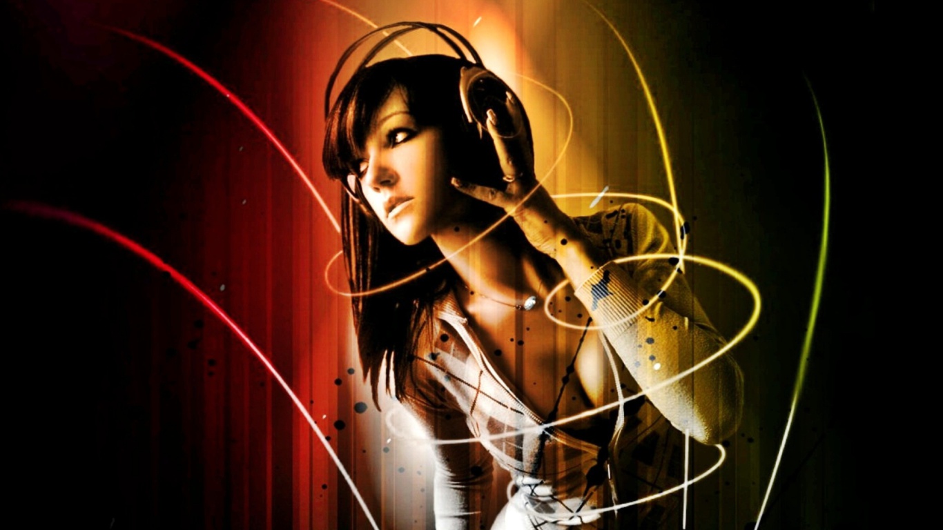 Music Girl wallpaper 1366x768