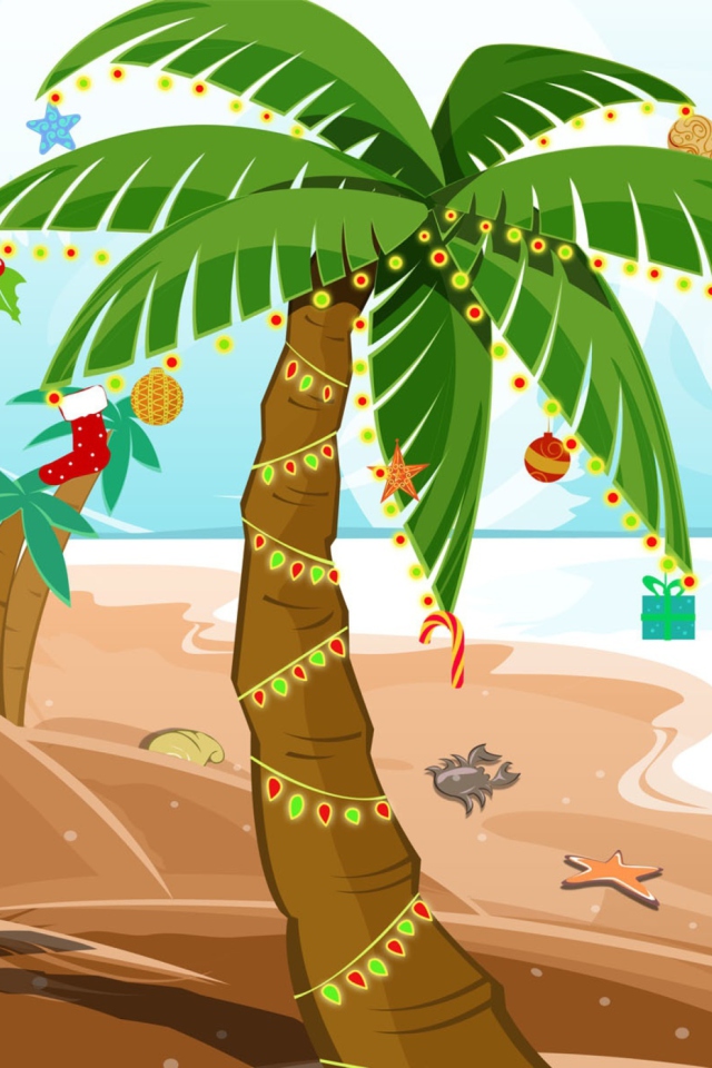 Tropical Christmas wallpaper 640x960