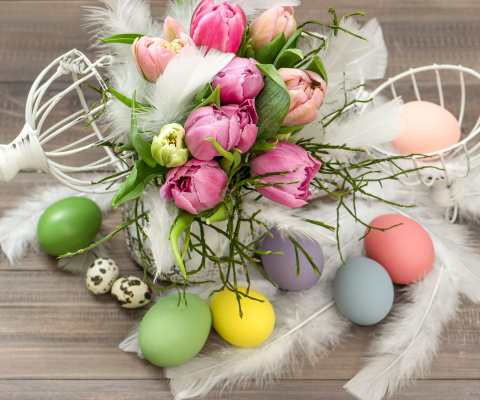 Sfondi Tulips and Easter Eggs 480x400
