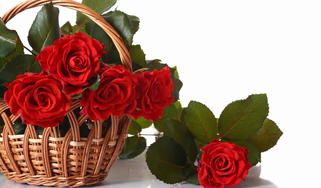 Basket with Roses wallpaper 1024x600
