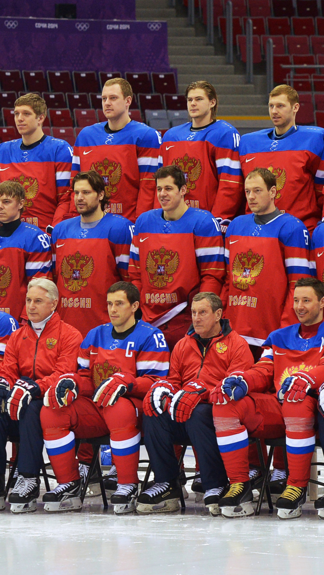 Обои Russian Hockey Team Sochi 2014 640x1136