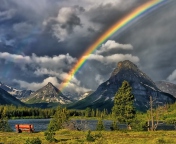 Обои Rainbow In Sky 176x144