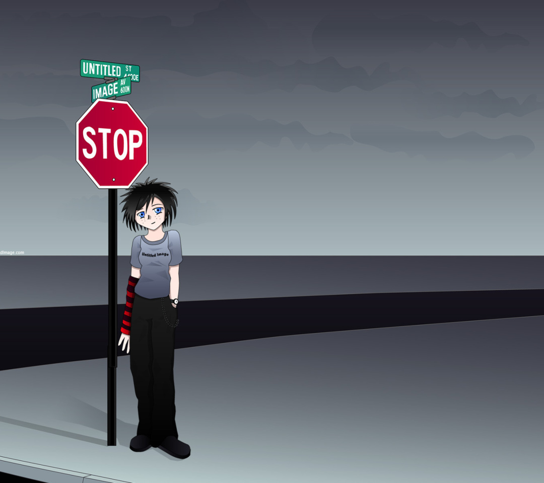 Das Stop Sign and Crossroad Wallpaper 1080x960