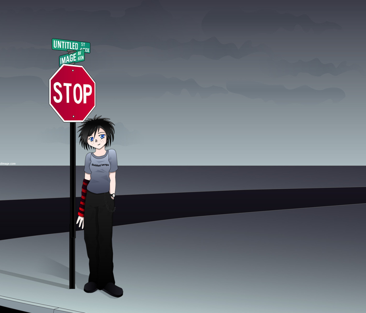 Das Stop Sign and Crossroad Wallpaper 1200x1024