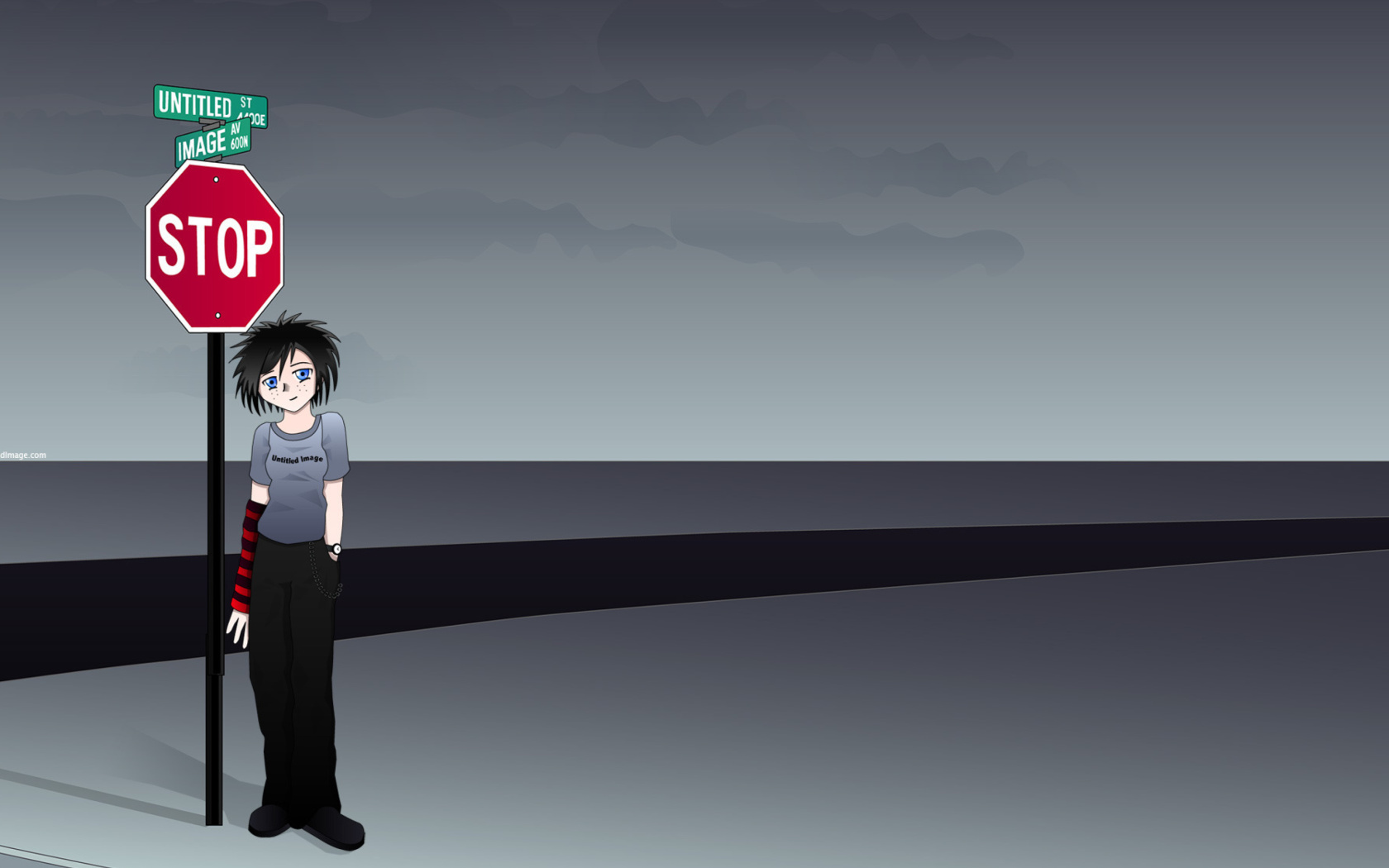 Stop Sign and Crossroad wallpaper 1680x1050