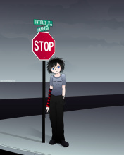 Stop Sign and Crossroad wallpaper 176x220