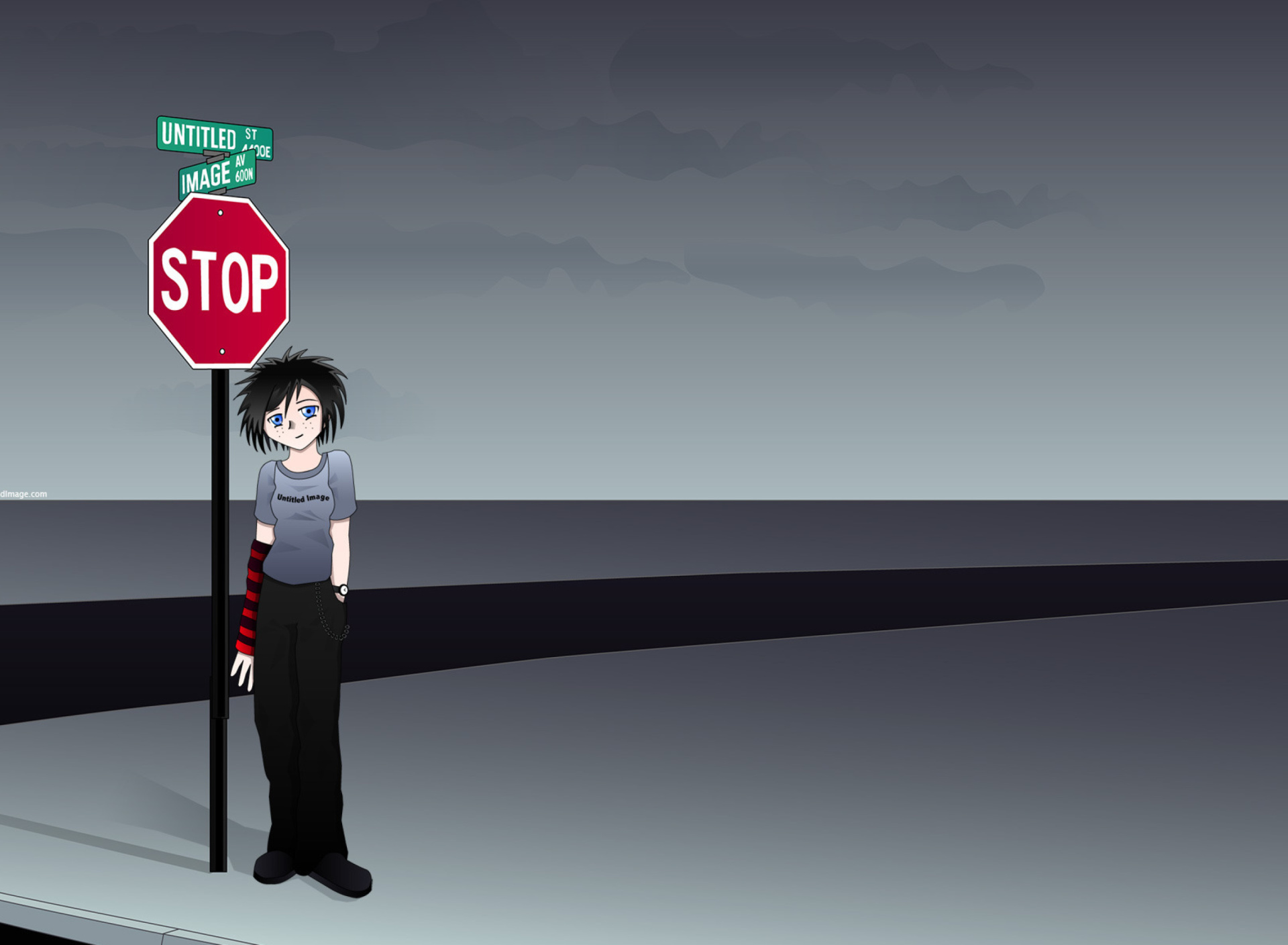 Обои Stop Sign and Crossroad 1920x1408