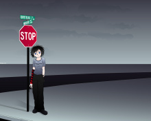 Stop Sign and Crossroad wallpaper 220x176