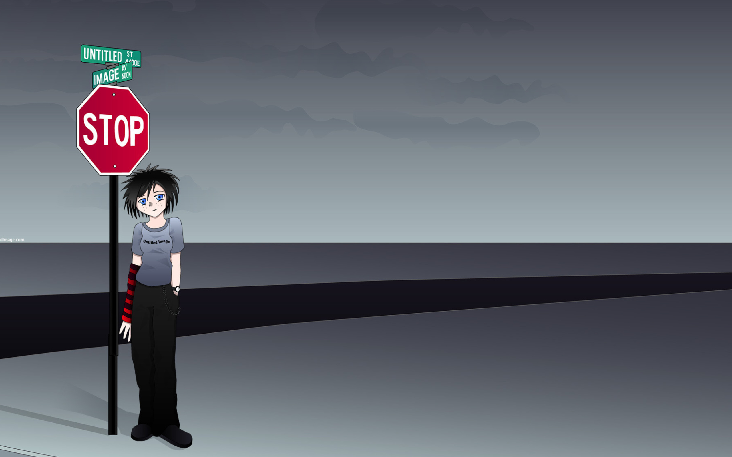 Stop Sign and Crossroad wallpaper 2560x1600