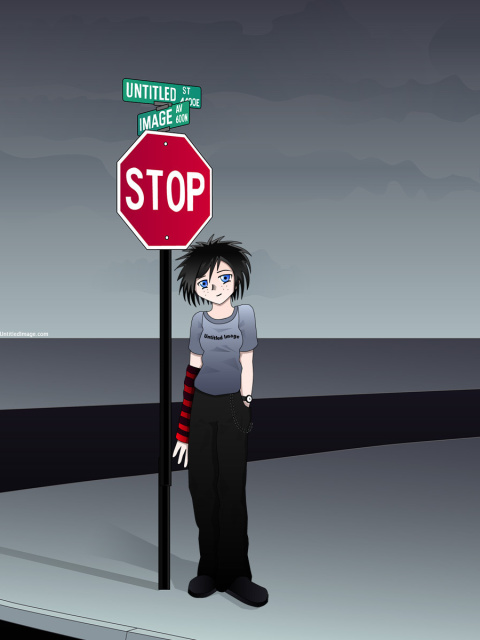 Stop Sign and Crossroad wallpaper 480x640