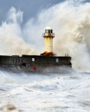 Crazy Storm And Old Lighthouse wallpaper 128x160
