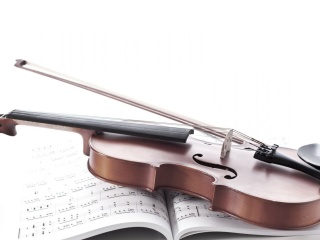Violin and sheet music wallpaper 320x240