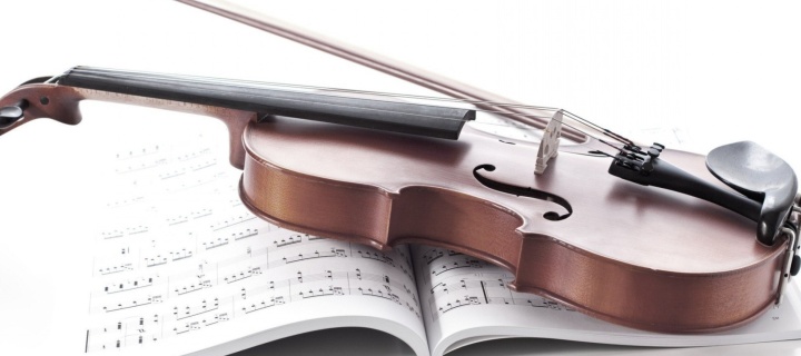 Fondo de pantalla Violin and sheet music 720x320