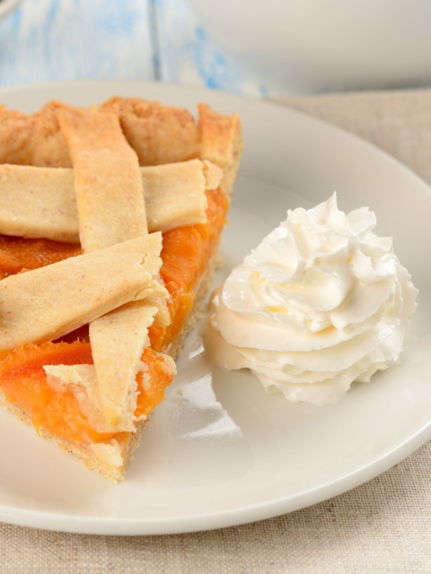 Apricot Pie With Whipped Cream wallpaper 480x640