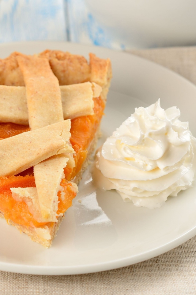Apricot Pie With Whipped Cream wallpaper 640x960
