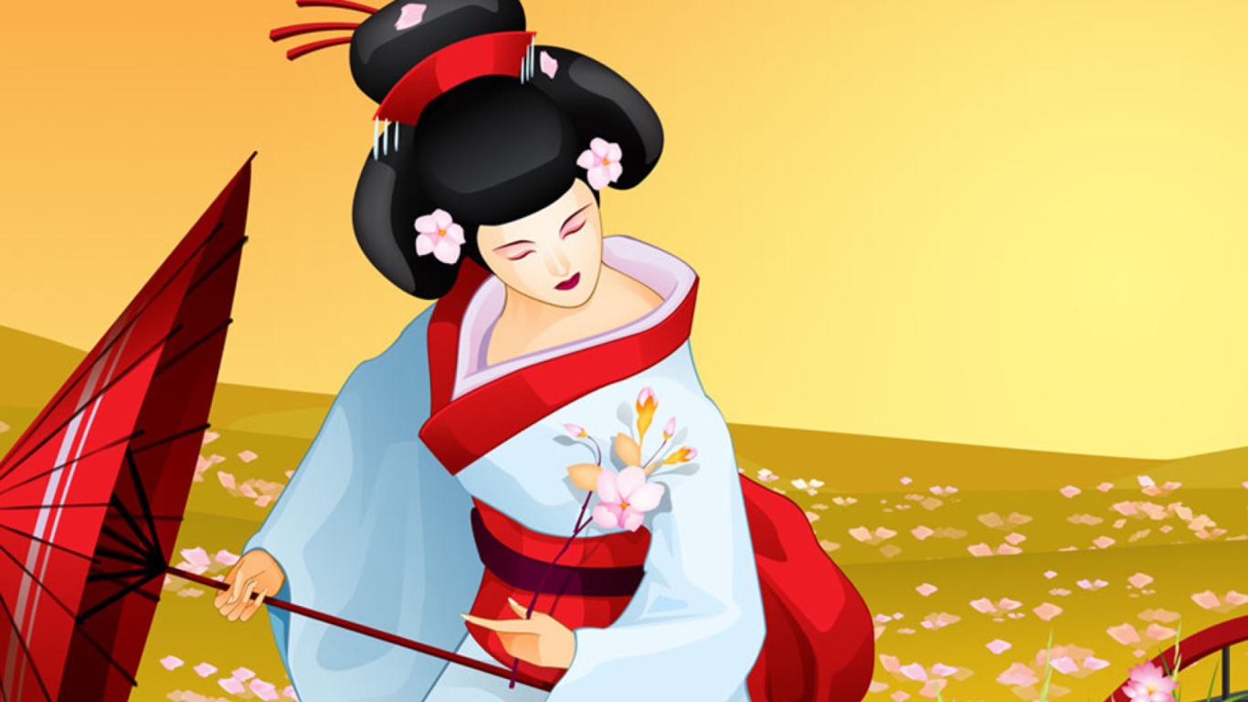 Geisha wallpaper 1366x768