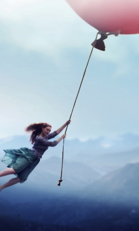 Girl Flying With Magic Balloon screenshot #1 480x800