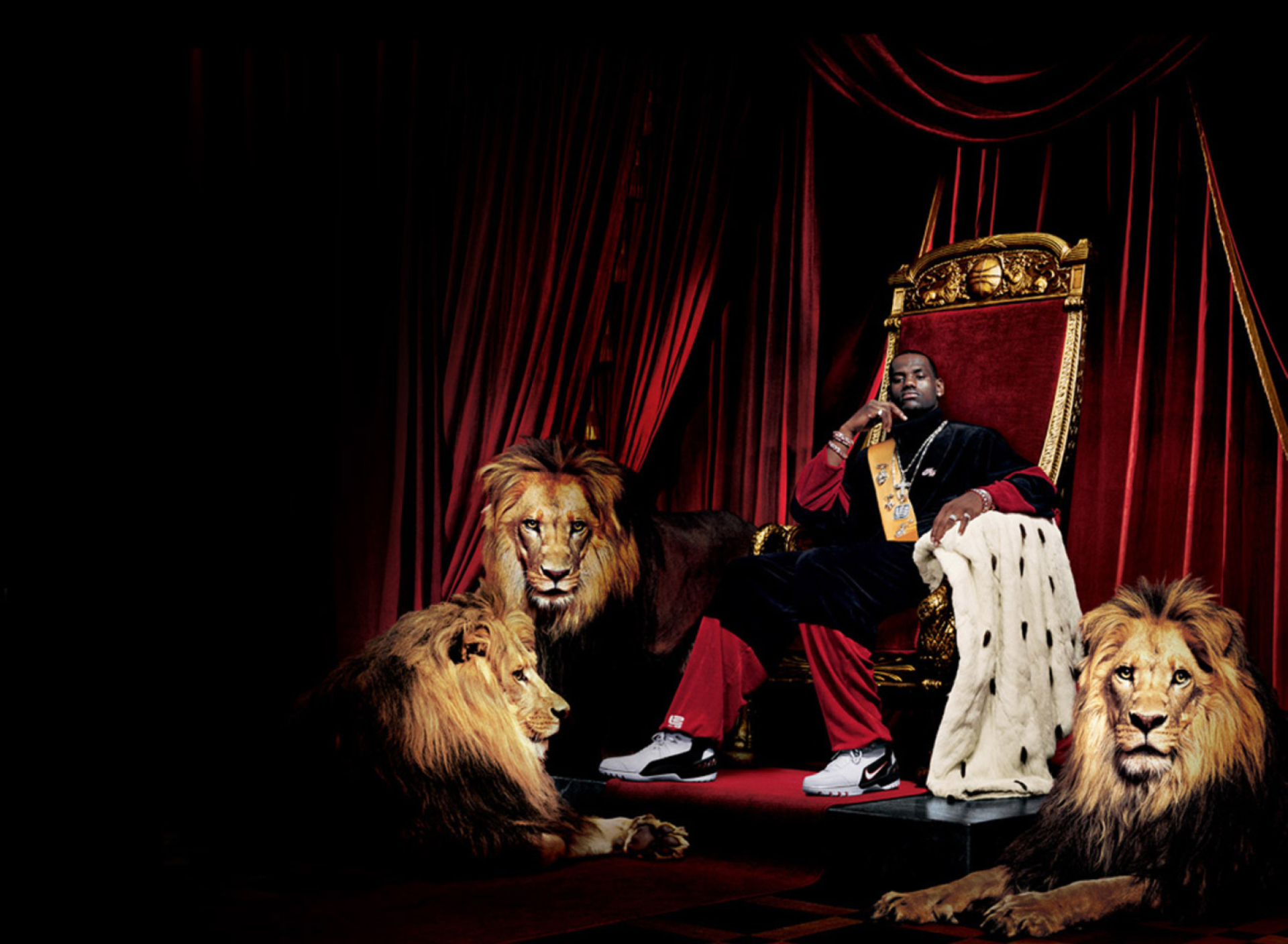 Lebron James With Lions wallpaper 1920x1408