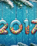 Happy New Year 2017 on Snowfall Texture wallpaper 128x160