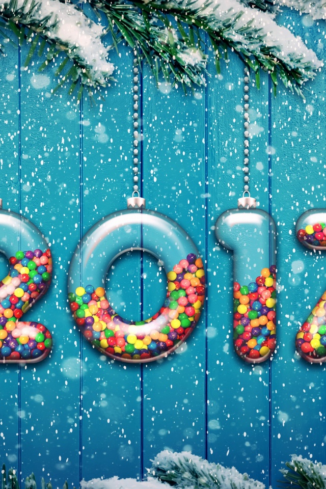 Das Happy New Year 2017 on Snowfall Texture Wallpaper 640x960