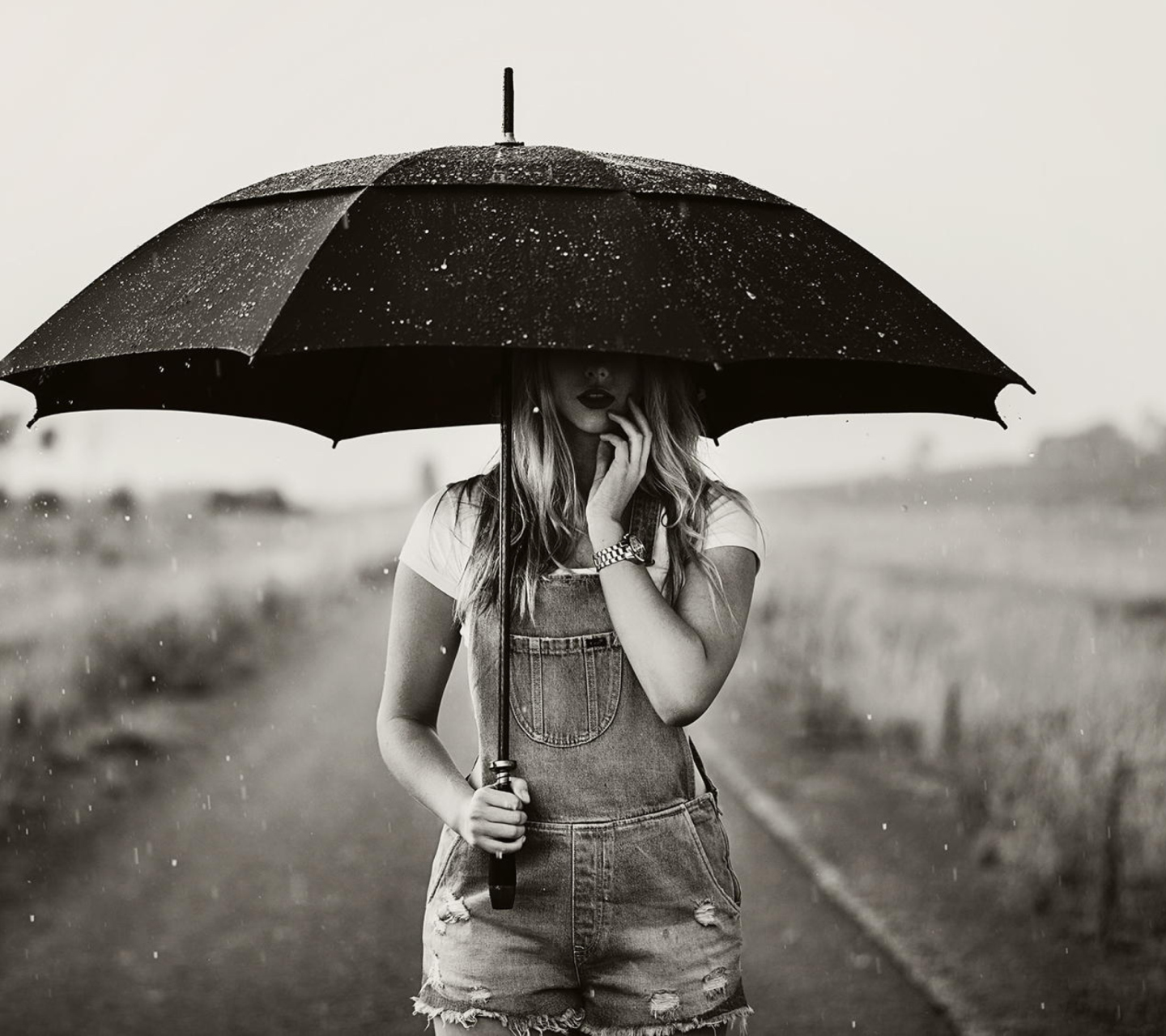 Girl Under Umbrella wallpaper 1440x1280