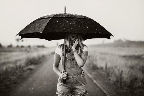 Girl Under Umbrella wallpaper 480x320