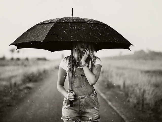 Girl Under Umbrella wallpaper 640x480