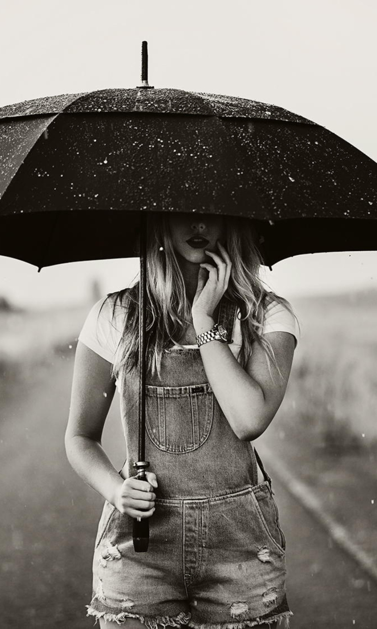 Das Girl Under Umbrella Wallpaper 768x1280