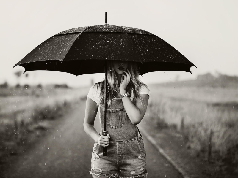 Girl Under Umbrella wallpaper 800x600