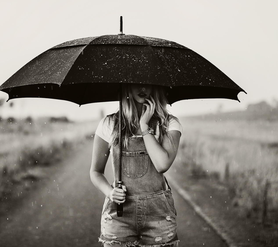 Girl Under Umbrella wallpaper 960x854