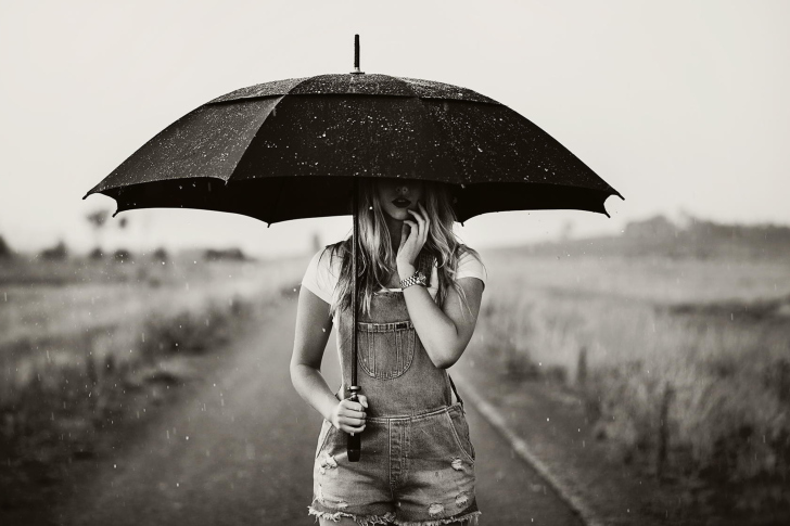 Girl Under Umbrella wallpaper