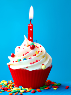 Das Happy Birthday Cupcake Wallpaper 240x320