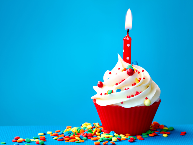 Das Happy Birthday Cupcake Wallpaper 640x480