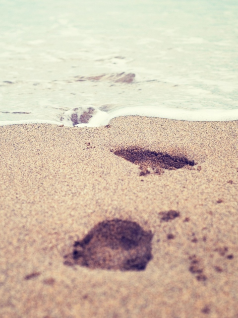 Footsteps In Sand wallpaper 480x640