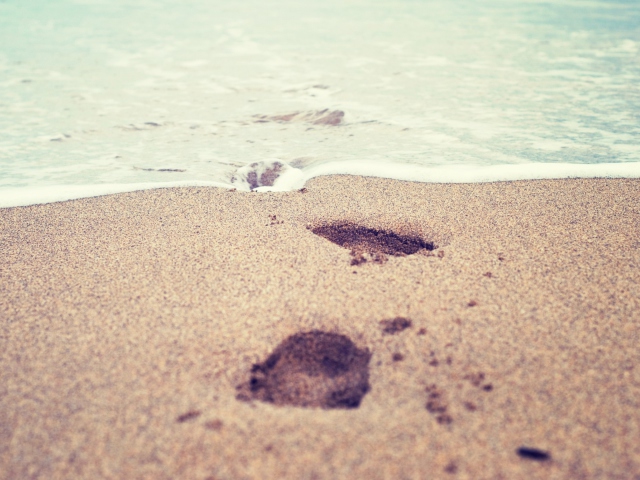 Das Footsteps In Sand Wallpaper 640x480