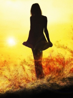 Girl Silhouette on Sunset wallpaper 240x320
