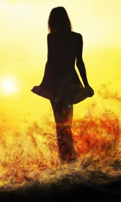 Fondo de pantalla Girl Silhouette on Sunset 240x400