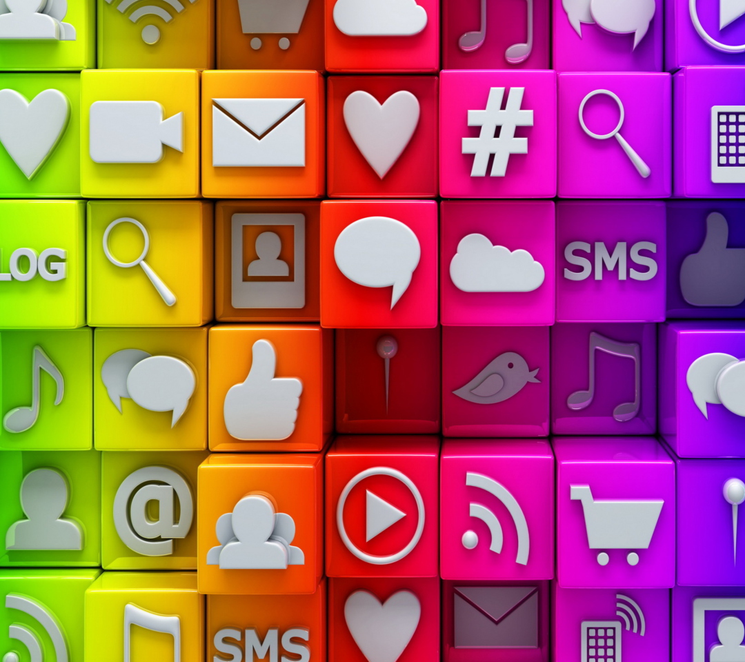 Das Social  Media Icons: SMS, Blog Wallpaper 1080x960