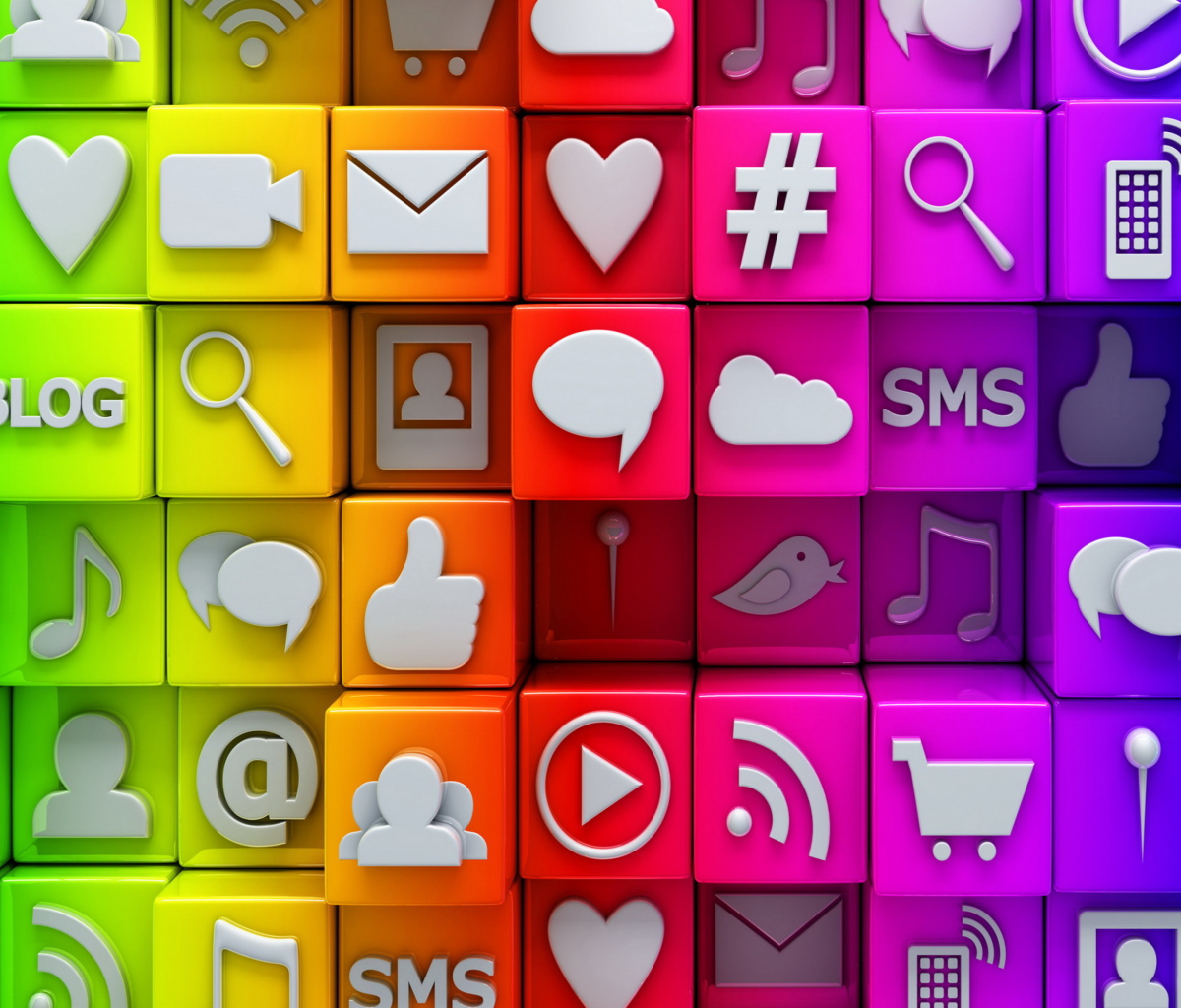 Das Social  Media Icons: SMS, Blog Wallpaper 1200x1024