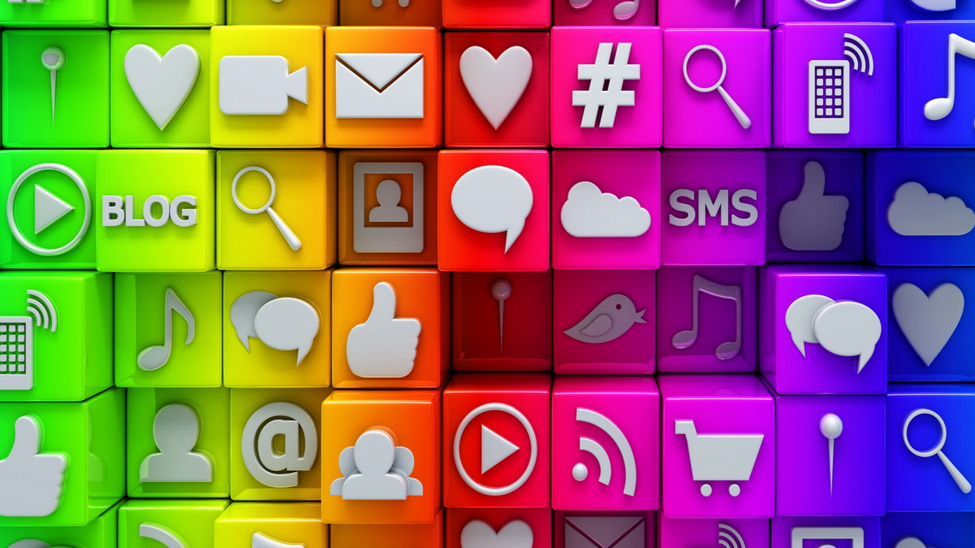 Screenshot №1 pro téma Social  Media Icons: SMS, Blog 1366x768